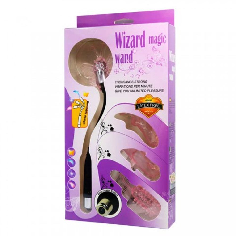 Универсальный женский вибростимулятор с насадками «Wizard Magic Wand»