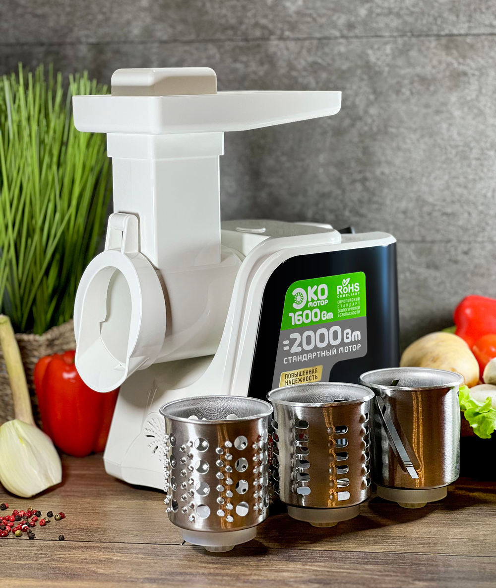 Кухонный комбайн HOLT HT-FP-003, 1600 Вт, (мясорубка, овощерезка)