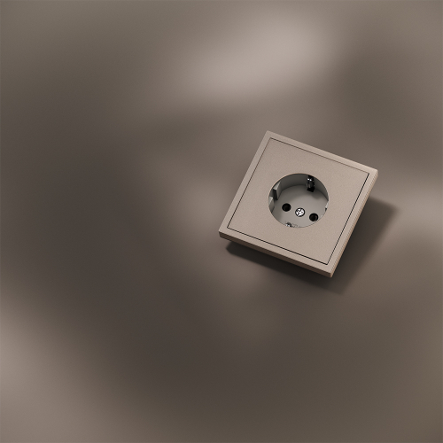 Накладка для розетки с заземлением, (платина) Voltum S70 Metal VLSM000610
