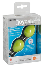 Зелёные вагинальные шарики на чёрной сцепке Joyballs Secret (Цвет: лаймовый)