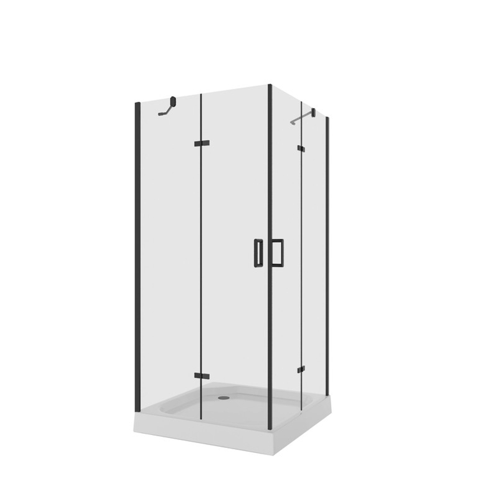 Душевое ограждение Niagara Nova NG-6813-08ВLACK (90х90х195) квадрат,черный,двери распашные,стекло прозрачное,1 место