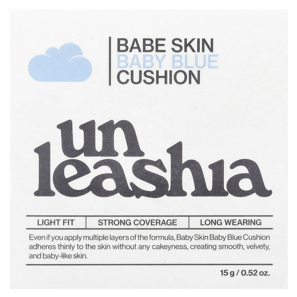 Unleashia, Babe Skin Baby Blue Cushion, SPF 40 / PA ++, 21C Baby Cheek, 15 г (0,52 унции)