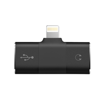 Адаптер для iPhone 7 - Hoco LS1 (с Lightning на 3,5 мм и зарядку) черный