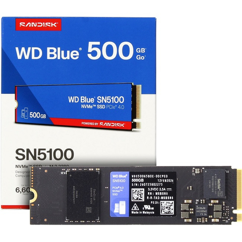 Жесткий диск SSD M.2 500GB Western Digital BLUE SN5100, 6600/5600MBs, 1100000 IOPS, 3D QLC, PCI-E 4.0 x4 (WDS500G5B0E)