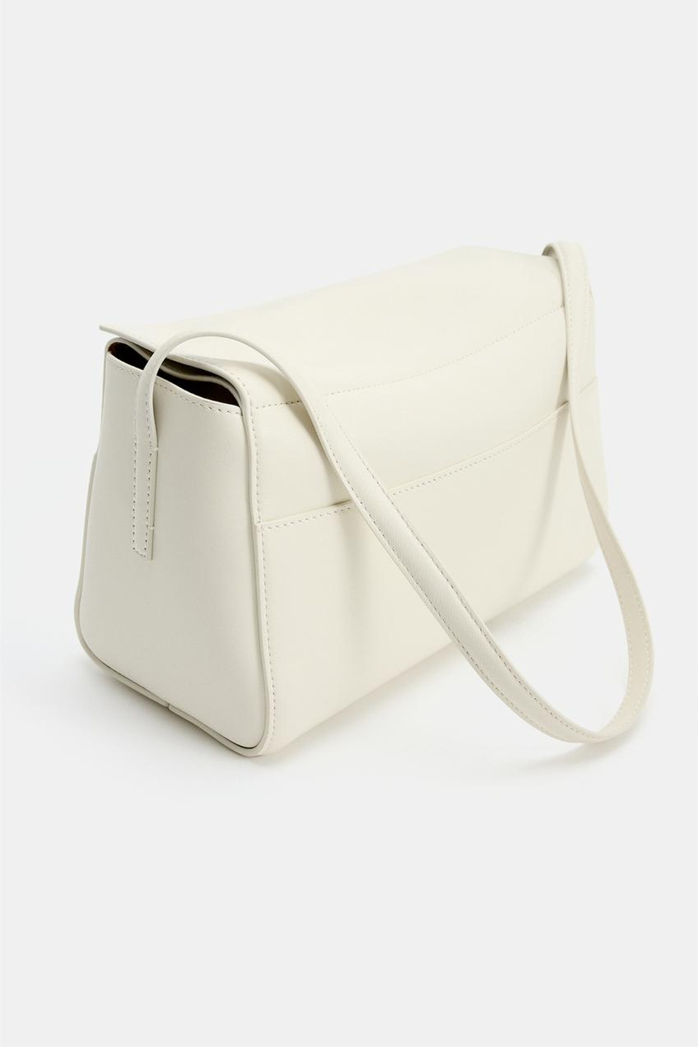 ZARA КОЖАНАЯ СУМКА НА ПЛЕЧО, БЕЛЫЙ