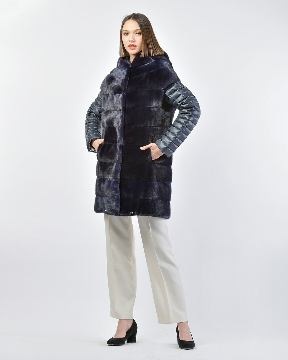 Пуховик-трансформер комбинированный с мехом норки