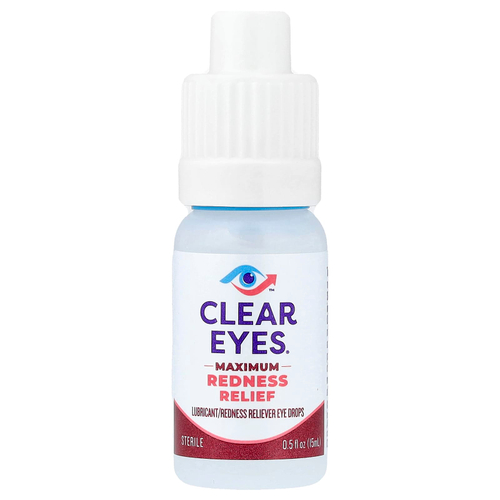 Clear Eyes, Максимальное снятие покраснения, Глазные капли лубриканта / снятия покраснения, 0,5 жидких унций (15 мл)