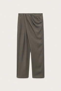 ZARA СТРУЯЩИЕСЯ БРЮКИ С ДРАПИРОВКОЙ — LIMITED EDITION, ПЕСОЧНЫЙ МЕЛАНЖ