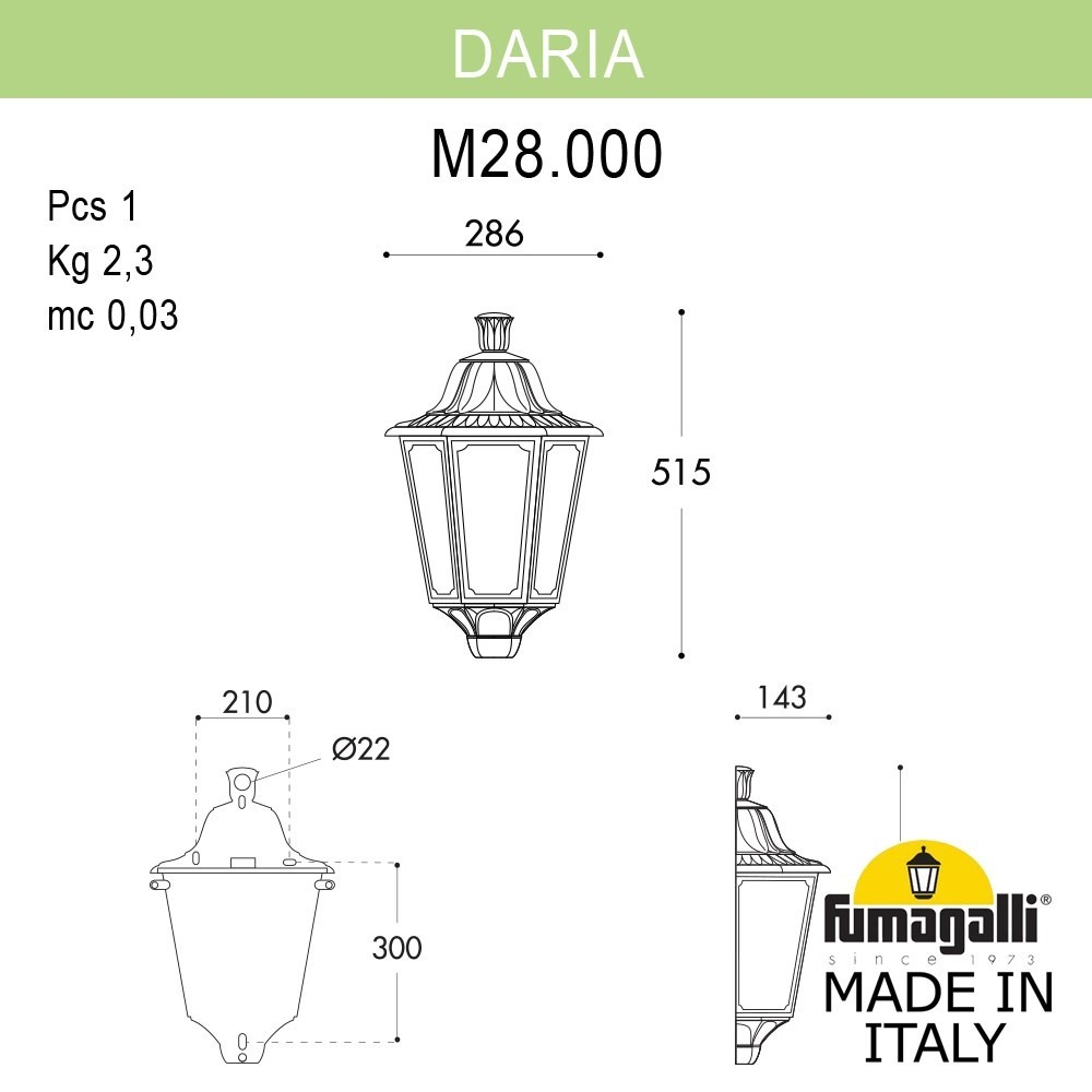 Уличный настенный светильник Fumagalli DARIA M28.000.000.WXE27