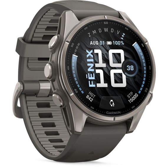 Часы Garmin Fenix 9 — 43 мм Titanium with Pebble Gray Silicone Band (010-04761-11)