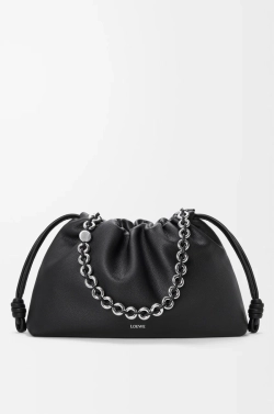 Loewe Большая сумка Flamenco из зернистой телячьей кожи, черный