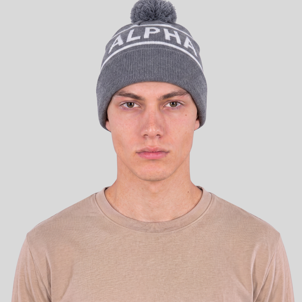 Шапка Alpha Industries Essential Pom Beanie Medium Charcoal Heather (Серая)