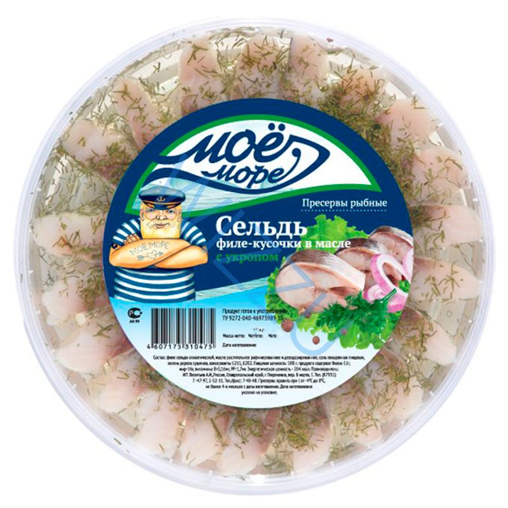 Сельдь филе-кусочки в масле ЁЛОЧКА  400г Моё Море