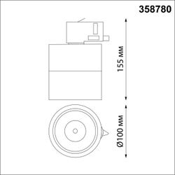 358780 PORT NT21 270 белый Трехфазный трековый светодиодный светильник IP20 LED 15W 4000K 1300Лм 100-265V GRODA
