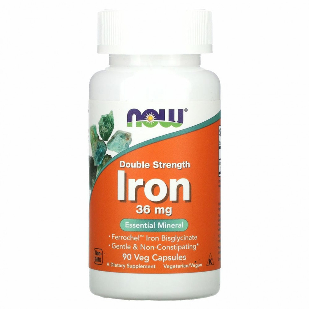 Витамины NOW Iron 36 мг 90 капсул