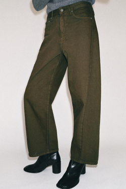 ZARA ДЖИНСЫ ZW COLLECTION ANKLE RELAXED СО СРЕДНЕЙ ПОСАДКОЙ, ХАКИ