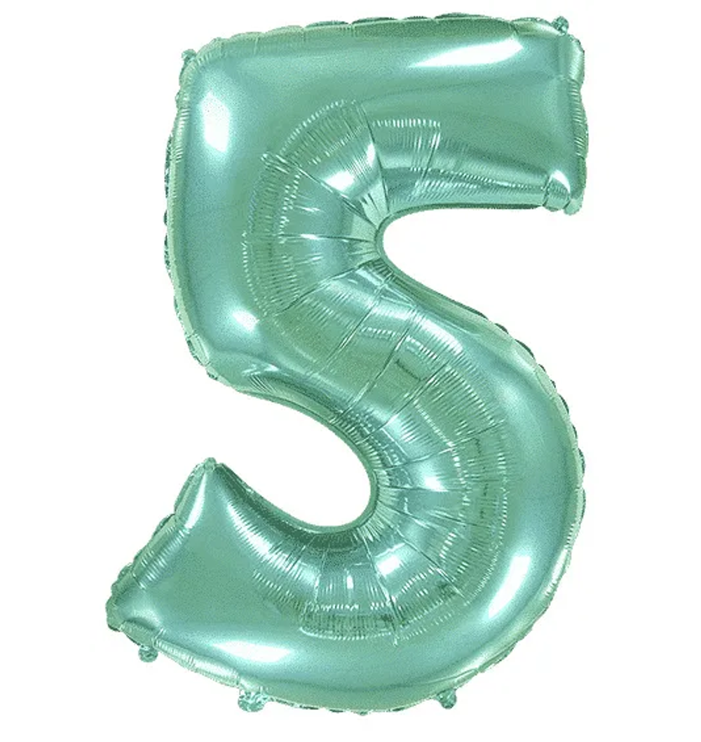 Шар-цифра 5 Тиффани Tiffany 102 см фольга с гелием на грузике