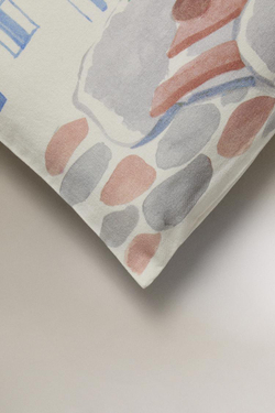 ZARA HOME ЧЕХОЛ ДЛЯ ДЕКОРАТИВНОЙ ПОДУШКИ С ПРИНТОМ, СИНИЙ