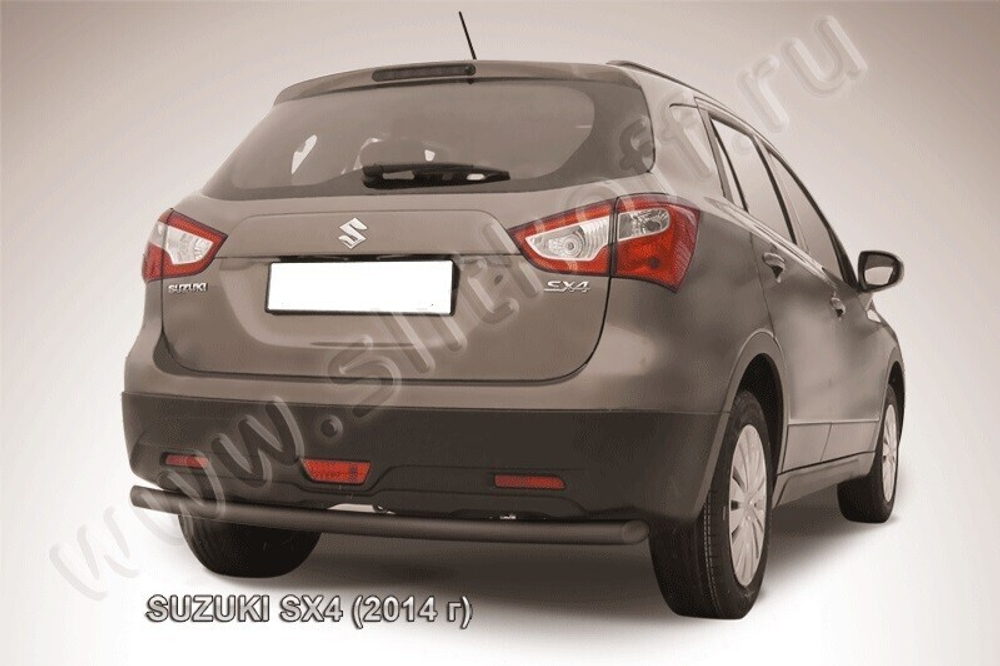 Защита заднего бампера (нержавейка) Suzuki SX-4 (2013-2016) d57 (черный)