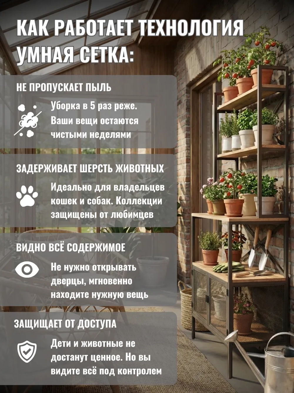 Стеллаж на кухню металлический с сетчатыми дверцами КЕНАЙ АЭРО