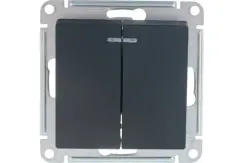 Выключатель Systeme Electric ATLASDESIGN 2-клавишный с индикатором карбон 36372
