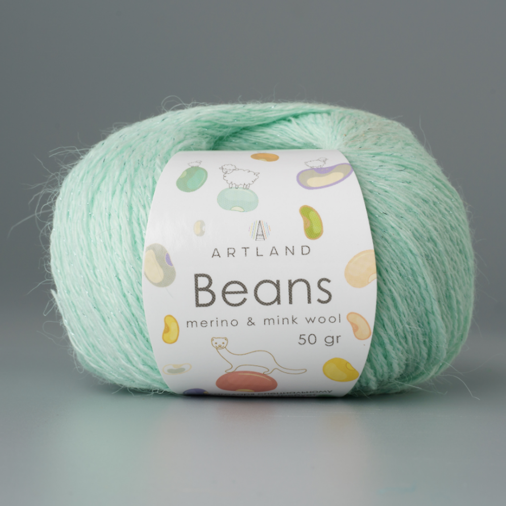 Пряжа "Beans", 5% шёлк, 20% мериносовая шерсть, 30% нейлон, 45% норка, 50гр-240м, (1уп=5шт), айсберг