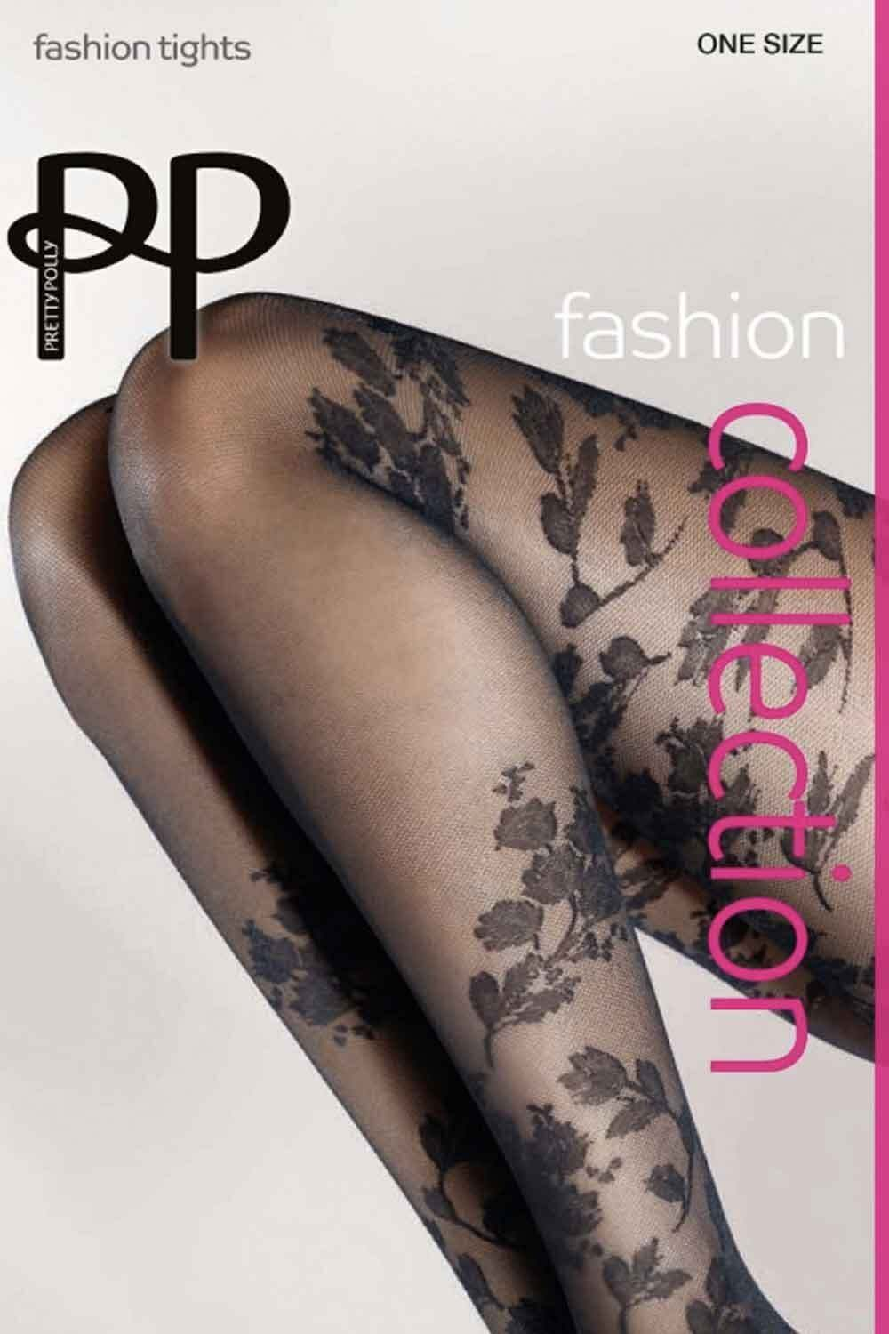 Женственные колготки с цветочным рисунком Autumn Fall Floral Tights (Размер: S-M-L) (Цвет: черный)