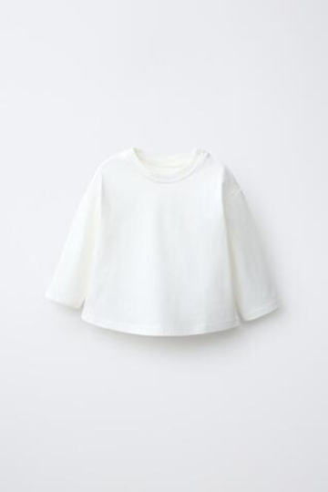 ZARA ОДНОТОННАЯ ФУТБОЛКА, ЭКРЮ