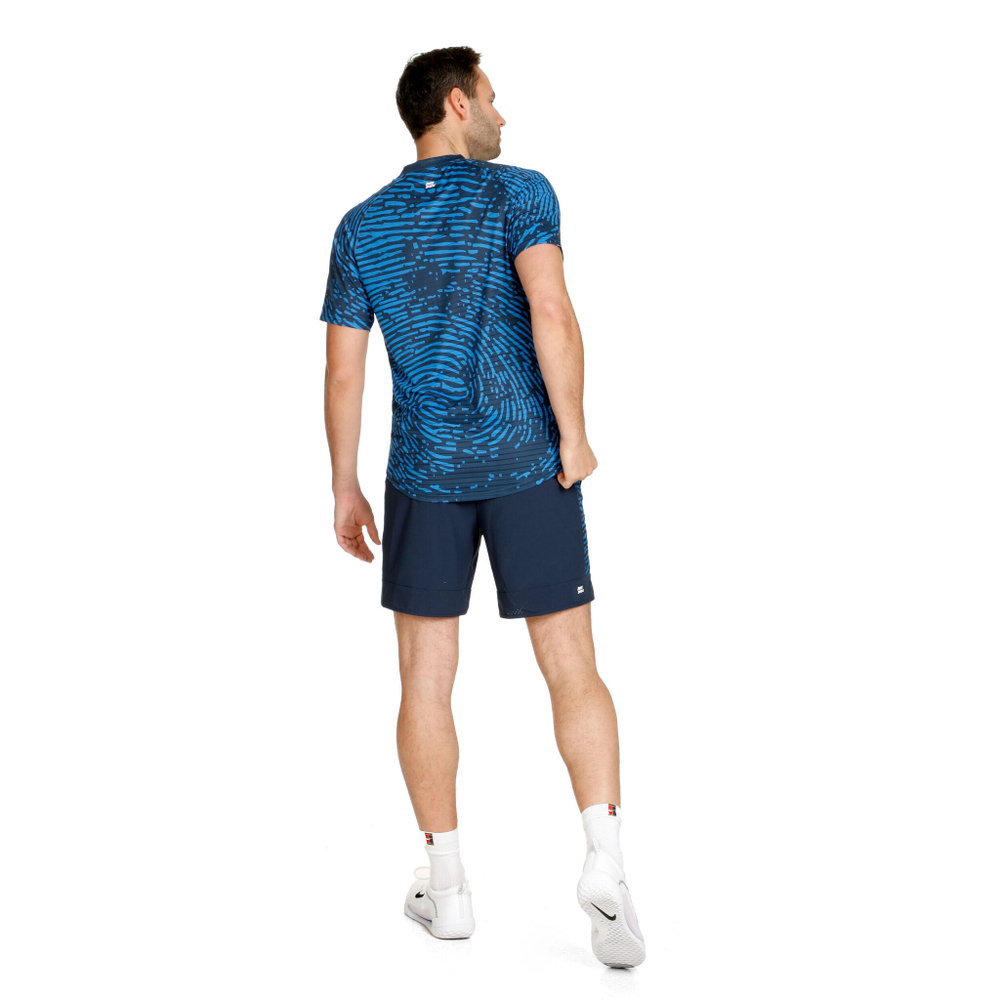 Мужское теннисное поло BIDI BADU Fingerprint Round Neck T-Shirt Men - Dark Blue, White