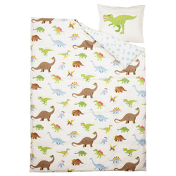 IKEA JÄTTELIK  (ИКЕА ЙЭТТЕЛИК)  -  Пододеяльник и наволочка - динозавры/белый 150x200/50x60 см