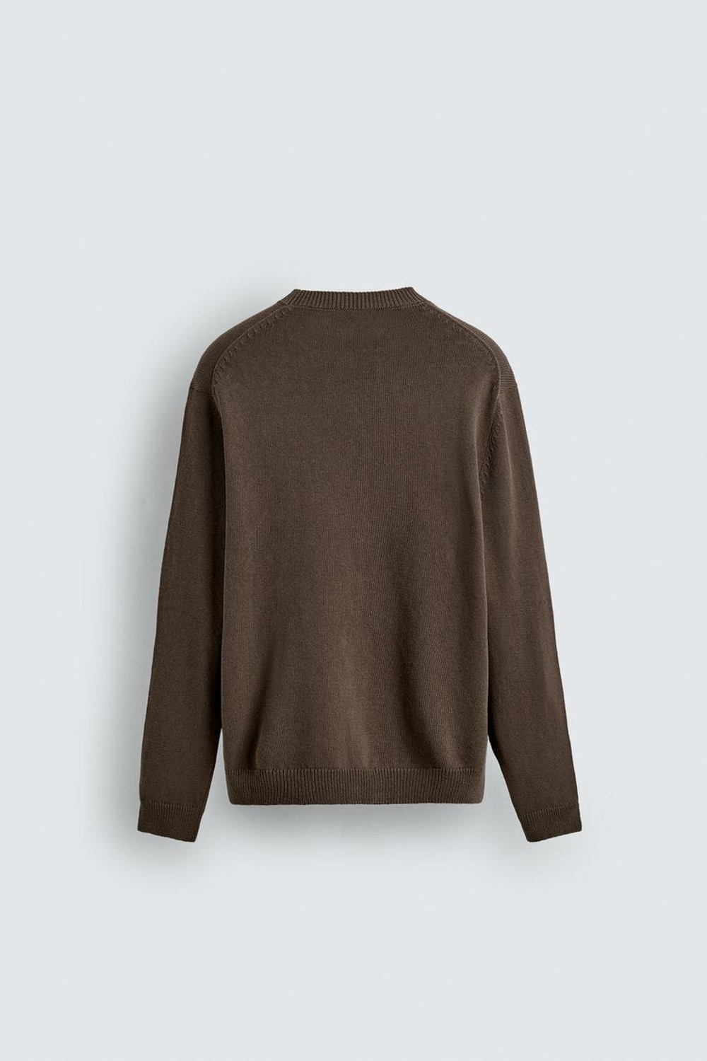 ZARA СВИТЕР ИЗ ХЛОПКА И ЛЬНА, ТЕМНЫЙ ХАКИ
