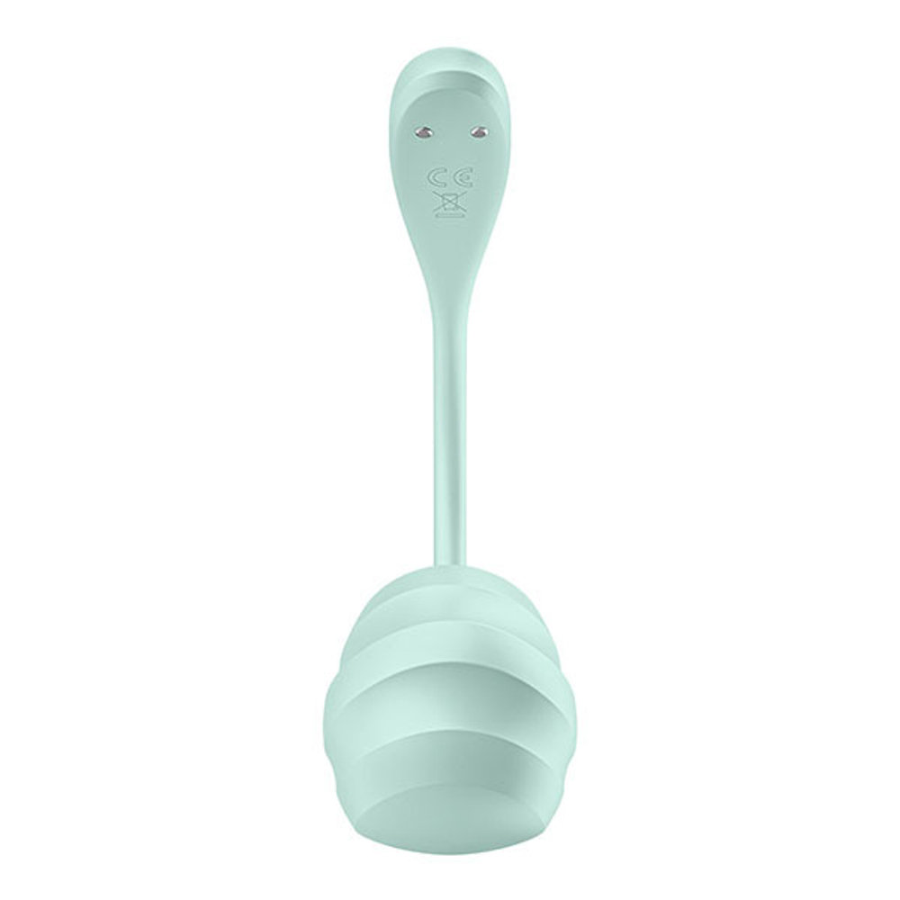 Мятное виброяйцо 23см для ношения с управлением через приложение Satisfyer Vibrating Egg Smooth Petal Mint Green