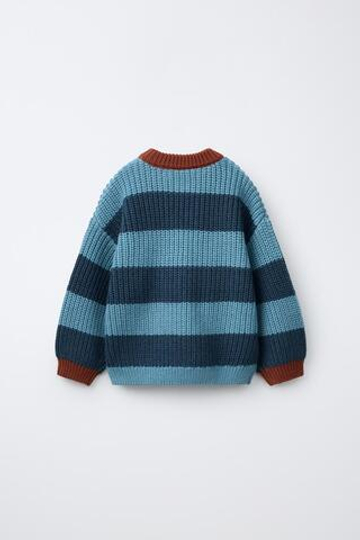 ZARA СВИТЕР В ПОЛОСКУ, СИНИЙ