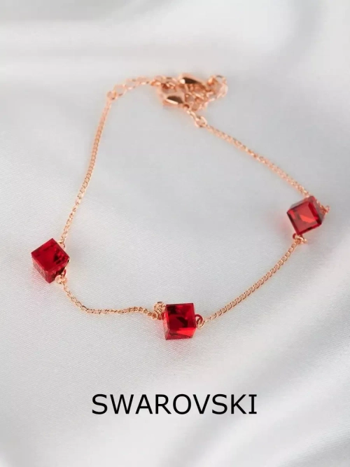 Браслет Миражи с красными кристаллами-кубиками Swarovski