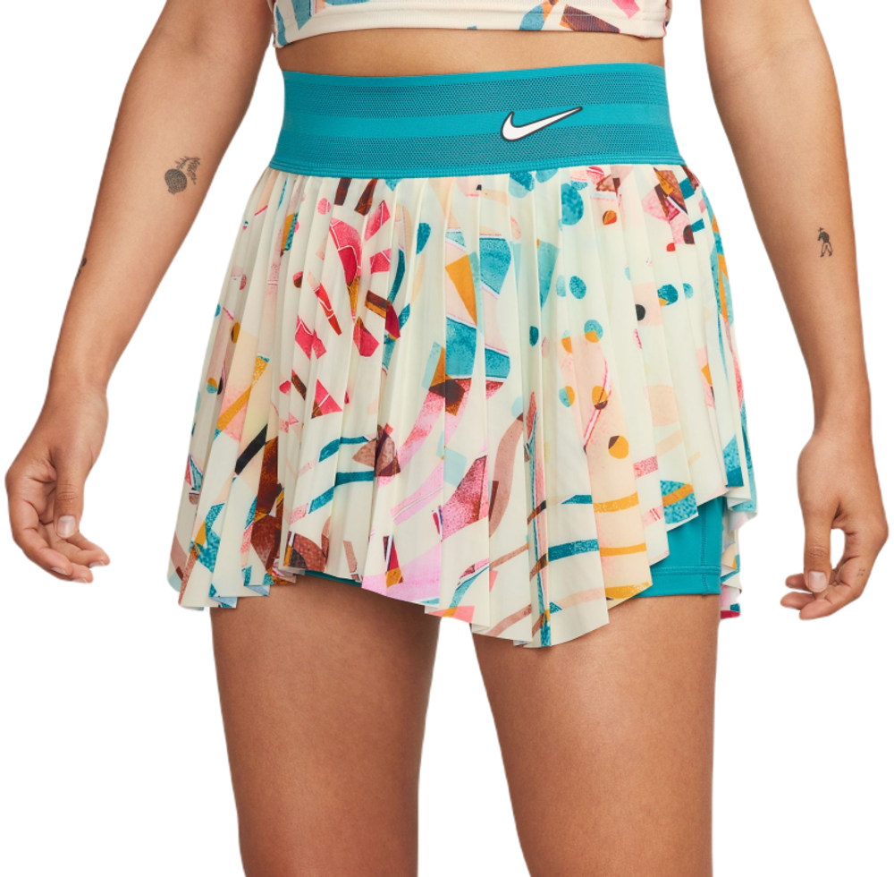 Теннисная юбка Nike Court Dri-Fit Slam Printed Tennis Skirt - coconut milk/teal nebula/black