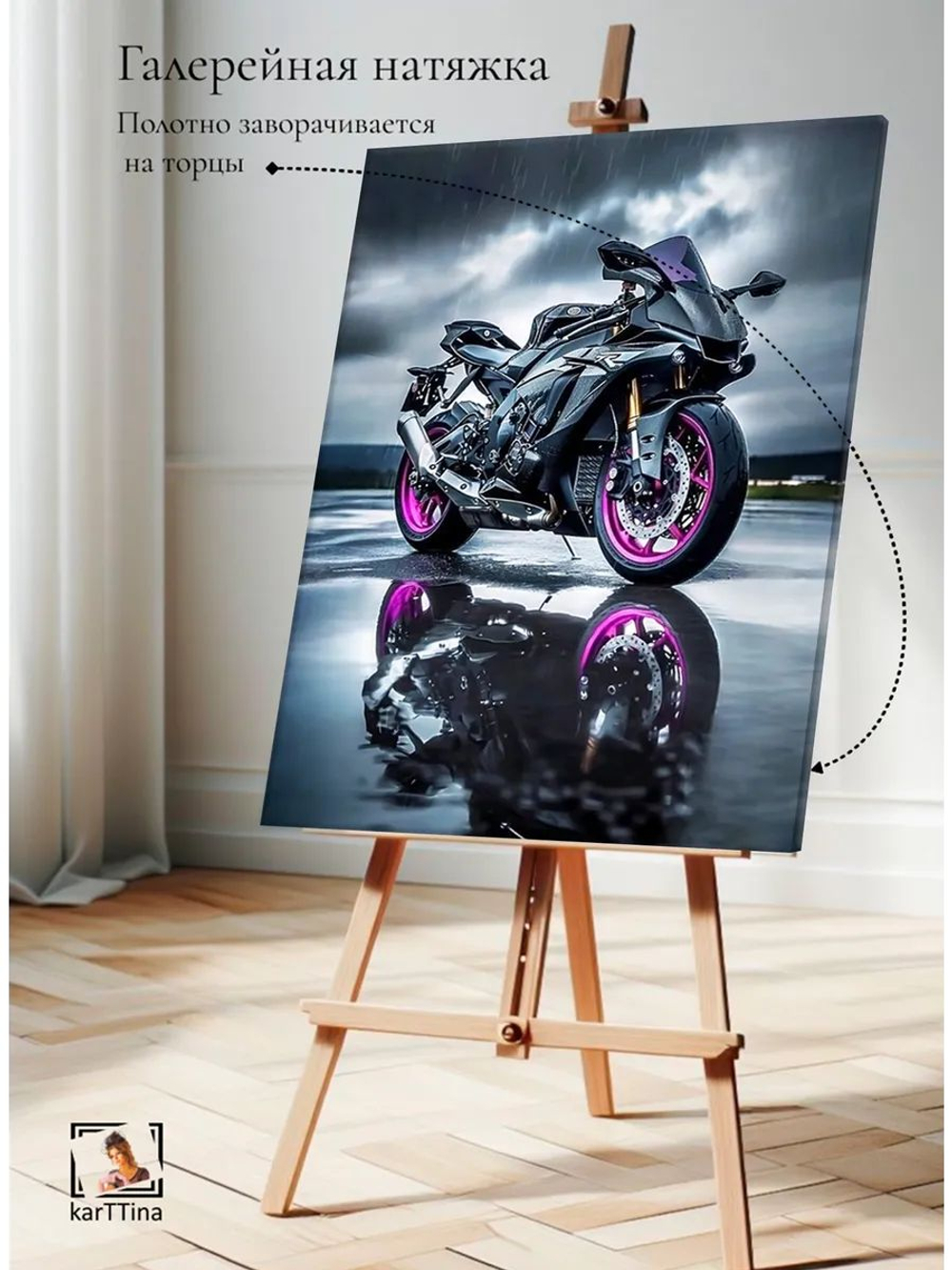 Картина "Kawasaki Акулы Ветра", интерьерная 50х70см 1шт., на деревянном подрамнике