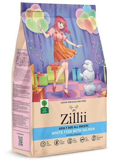 ZILLII Dog Adult Белая рыба/Лосось для собак 800 г