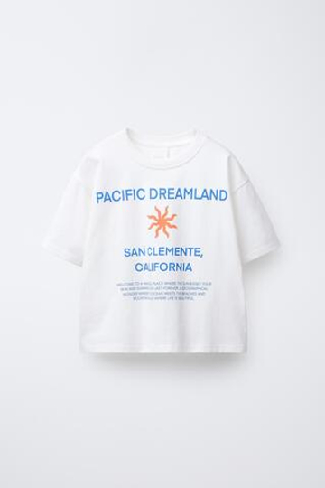 ZARA ФУТБОЛКА С НАДПИСЬЮ, БЕЛЫЙ