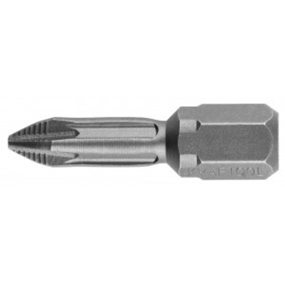 Биты KRAFTOOL "EXPERT" торсионные кованый, обточенные, Cr-Mo сталь, тип Е 1/4", PH2, 25мм. (2шт)