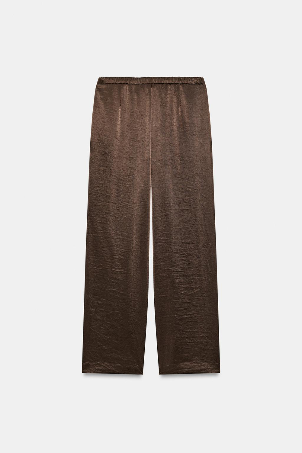ZARA АТЛАСНЫЕ БРЮКИ ПРЯМОГО КРОЯ, КОРИЧНЕВЫЙ