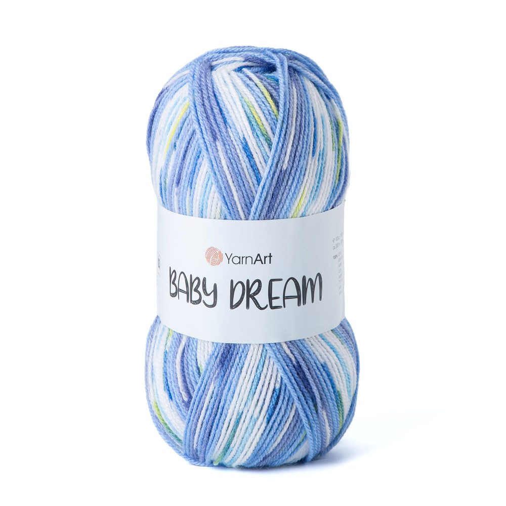 Беби Дрим (Baby Dream) пряжа YarnArt 100%акрил 5х100г/300м (5248 голубой-белый-синий-салат)