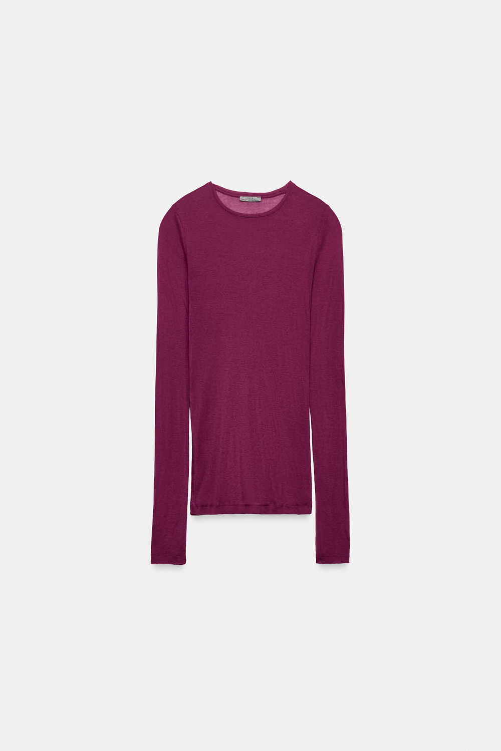 ZARA ФУТБОЛКА SUPIMA® С ДЛИННЫМИ РУКАВАМИ, ВИННЫЙ