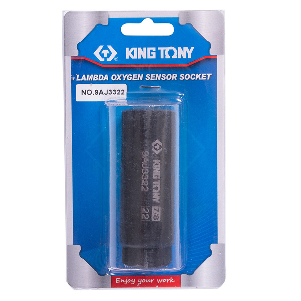 KING TONY (9AJ3322) Головка для кислородных датчиков 3/8", 22 мм, разрезная, глубокая