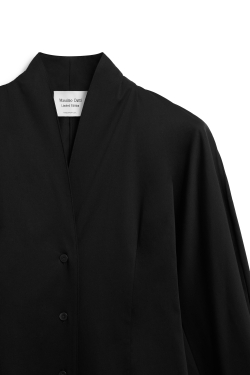 Massimo Dutti Рубашка из поплина с воротником-стойкой - Limited Edition, черный