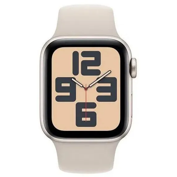 Часы Apple Watch SE, 2024, 40 мм, алюминий цвета «сияющая звезда», ремешок Sport Band цвета «сияющая звезда»