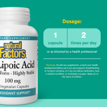 Natural Factors, R-липоевая кислота, 100 мг, 60 вегетарианских капсул