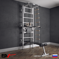 Шведская стенка Sv Sport (Турник стандарт/Брусья/Скамья/Канат/Кольца/Лестница)