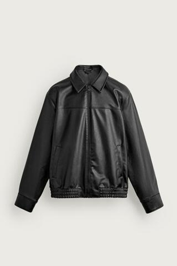 ZARA КУРТКА ИЗ ИСКУССТВЕННОЙ КОЖИ СВОБОДНОГО КРОЯ, ЧЕРНЫЙ