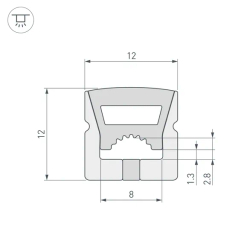 Силиконовый профиль WPH-FLEX-1212-TOP-S8-10m WHITE (Arlight, Силикон) 040829