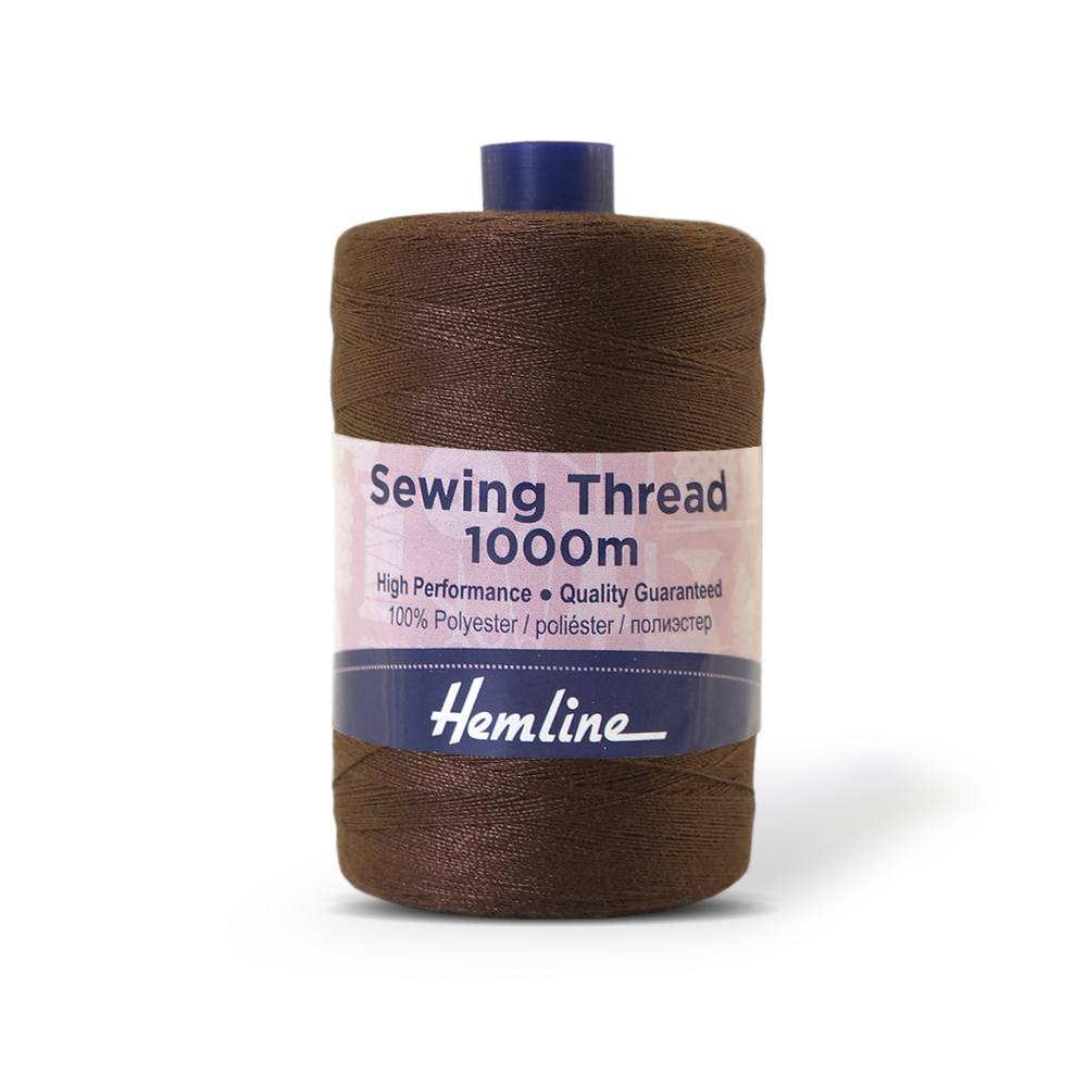 Нить универсальная Hemline для шитья, 100% полиэстер, цвет шоколадный, 1000 м